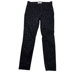 Madewell Jeans Womens 27 Black Skinny Leopard Animal Print Denim Mid Rise 9"